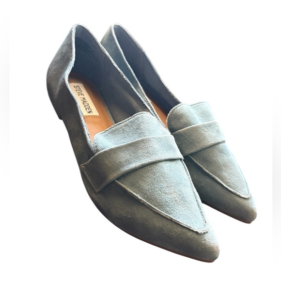 Steve Madden women’s carver Leather Loafer flats size 6 beautiful baby blue used - Picture 5 of 9